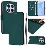 For Redmi Note 14 Pro 4G Skin Feel Solid Color Leather Phone Case with Lanyard(Dark Green)