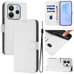 For Redmi Note 14 4G EU 164.84mm Skin Feel Solid Color Leather Phone Case with Lanyard(White)