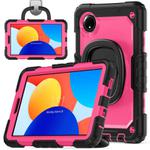 For Xiaomi Redmi Pad SE 8.7 2024 D Type Silicone Hybrid PC Tablet Case with Handle Holder(Rose Red PC)