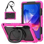 For Xiaomi Redmi Pad 2 D Type Silicone Hybrid PC Tablet Case with Handle Holder(Rose Red)