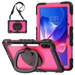 For Xiaomi Redmi Pad 2 D Type Silicone Hybrid PC Tablet Case with Handle Holder(Rose Red PC)