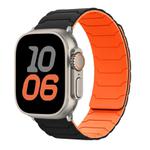 For Apple Watch 46mm / 49mm / 45mm / 44mm Magnetic Silicone Watch Band(Black+Orange)