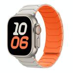 For Apple Watch 42mm / 41mm / 40mm / 38mm Magnetic Silicone Watch Band(Starlight+Orange)