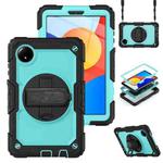 For Xiaomi Redmi Pad SE 8.7 2024 Turntable Holder Silicone Hybrid PC Tablet Case with Shoulder Strap(Black+Light Blue)