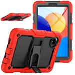 For Xiaomi Redmi Pad SE 8.7 2024 Silicone Hydric PC Tablet Case with Shoulder Strap & Holder(Red)