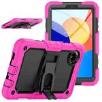 For Xiaomi Redmi Pad SE 8.7 2024 Silicone Hydric PC Tablet Case with Shoulder Strap & Holder(Rose Red)