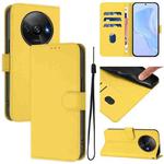 For Xiaomi Poco C61 4G Global Skin Feel Solid Color Leather Phone Case with Lanyard(Lemon Yellow)