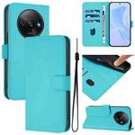 For Xiaomi Poco C61 4G Global Skin Feel Solid Color Leather Phone Case with Lanyard(Lake Blue)