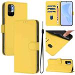 For Xiaomi Poco M3 Pro Skin Feel Solid Color Leather Phone Case with Lanyard(Lemon Yellow)