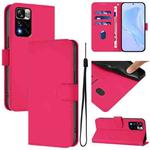 For Xiaomi Poco X4 NFC 5G Skin Feel Solid Color Leather Phone Case with Lanyard(Rose Red)