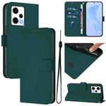 For Xiaomi Poco X5 Pro Skin Feel Solid Color Leather Phone Case with Lanyard(Dark Green)