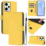 For Xiaomi Poco F5 Skin Feel Solid Color Leather Phone Case with Lanyard(Lemon Yellow)