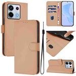 For Xiaomi Poco X6 5G Global Skin Feel Solid Color Leather Phone Case with Lanyard(Nude)