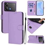 For Xiaomi Poco X6 Neo 5G Global Skin Feel Solid Color Leather Phone Case with Lanyard(Lavender Purple)