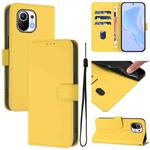 For Xiaomi Mi 11 Skin Feel Solid Color Leather Phone Case with Lanyard(Lemon Yellow)