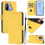 For Xiaomi Mi 11 Pro Skin Feel Solid Color Leather Phone Case with Lanyard(Lemon Yellow)