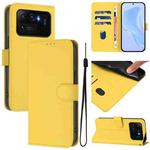 For Xiaomi Mi 11 Ultra Skin Feel Solid Color Leather Phone Case with Lanyard(Lemon Yellow)