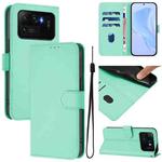 For Xiaomi Mi 11 Ultra Skin Feel Solid Color Leather Phone Case with Lanyard(Mint Green)