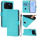 For Xiaomi Mi 11 Ultra Skin Feel Solid Color Leather Phone Case with Lanyard(Lake Blue)