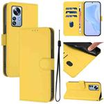 For Xiaomi 12S Pro / 12 Pro Skin Feel Solid Color Leather Phone Case with Lanyard(Lemon Yellow)