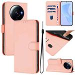 For Xiaomi 12S Ultra Skin Feel Solid Color Leather Phone Case with Lanyard(Pink)