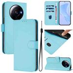 For Xiaomi 12S Ultra Skin Feel Solid Color Leather Phone Case with Lanyard(Sky Blue)