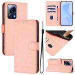 For Xiaomi 13 Lite 5G Global / Civi 2 Skin Feel Solid Color Leather Phone Case with Lanyard(Pink)