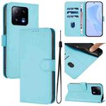 For Xiaomi 13 Pro 5G Skin Feel Solid Color Leather Phone Case with Lanyard(Sky Blue)