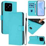 For Xiaomi 14 Skin Feel Solid Color Leather Phone Case with Lanyard(Lake Blue)