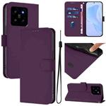 For Xiaomi 14 Skin Feel Solid Color Leather Phone Case with Lanyard(Violet)