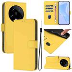 For Xiaomi 14 Ultra 5G Global Skin Feel Solid Color Leather Phone Case with Lanyard(Lemon Yellow)