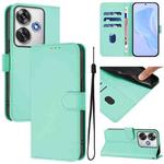 For Xiaomi Poco F6 5G Skin Feel Solid Color Leather Phone Case with Lanyard(Mint Green)