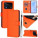 For Xiaomi Poco M4 Pro 4G Skin Feel Solid Color Leather Phone Case with Lanyard(Orange)