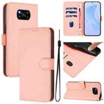 For Xiaomi Poco X3 Pro / X3 NFC / X3 Skin Feel Solid Color Leather Phone Case with Lanyard(Pink)