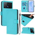 For Xiaomi Poco X6 Pro Skin Feel Solid Color Leather Phone Case with Lanyard(Lake Blue)