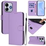 For Xiaomi Poco M7 Pro 5G Global Skin Feel Solid Color Leather Phone Case with Lanyard(Lavender Purple)