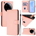 For Xiaomi 15 Ultra Skin Feel Solid Color Leather Phone Case with Lanyard(Pink)