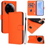 For Xiaomi 15 Ultra Skin Feel Solid Color Leather Phone Case with Lanyard(Orange)