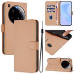For Xiaomi 15 Ultra Skin Feel Solid Color Leather Phone Case with Lanyard(Nude)