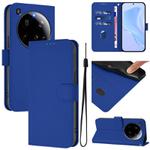 For Xiaomi 15 Ultra Skin Feel Solid Color Leather Phone Case with Lanyard(Dark Blue)