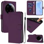 For Xiaomi 15 Ultra Skin Feel Solid Color Leather Phone Case with Lanyard(Violet)