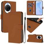 For Huawei nova 14 Pro Skin Feel Solid Color Leather Phone Case with Lanyard(Brown)
