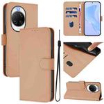 For Huawei nova 14 Pro Skin Feel Solid Color Leather Phone Case with Lanyard(Nude)