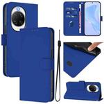 For Huawei nova 14 Pro Skin Feel Solid Color Leather Phone Case with Lanyard(Dark Blue)