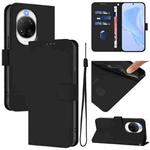 For Huawei nova 14 Pro Skin Feel Solid Color Leather Phone Case with Lanyard(Black)