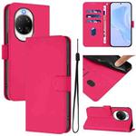 For Huawei nova 14 Pro Skin Feel Solid Color Leather Phone Case with Lanyard(Rose Red)