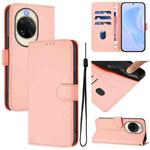 For Huawei nova 14 Skin Feel Solid Color Leather Phone Case with Lanyard(Pink)