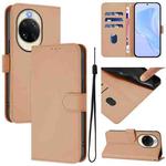 For Huawei nova 14 Skin Feel Solid Color Leather Phone Case with Lanyard(Nude)