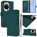 For Huawei nova 14 Skin Feel Solid Color Leather Phone Case with Lanyard(Dark Green)