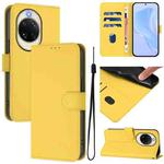 For Huawei nova 14 Skin Feel Solid Color Leather Phone Case with Lanyard(Lemon Yellow)